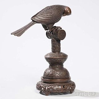 Bronze Bird on a Perch 銅質鸚鵡擺件