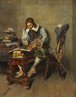 TORELLO ANCILLOTTI (1844-1899) CAVALIER READING