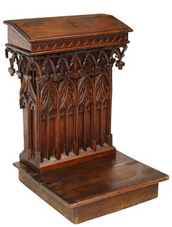FRENCH GOTHIC REVIVAL CARVED OAK PRIE-DIEU