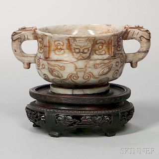 Hardstone Archaic-style Gui  -shape Vessel 玉石獸面簋
