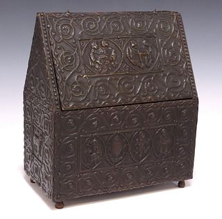 SPANISH MEDIEVAL STYLE METAL-CLAD RELIQUARY CASKET
