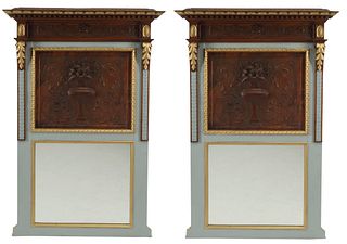 (2) NEOCLASSICAL STYLE PARCEL GILT TRUMEAU MIRRORS