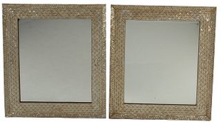 (2) IBERIAN MOTHER-OF-PEARL MOSAIC INLAID MIRRORS