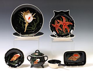 (8) HENRIOT QUIMPER SHELLS AND SEAWEED TABLEWARE