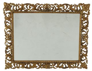 BAROQUE STYLE CARVED & GILT MIRROR, 47" X 58"