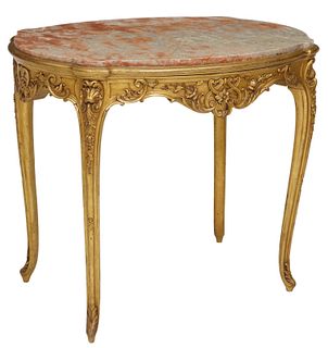 FRENCH LOUIS XV STYLE MARBLE-TOP SALON TABLE