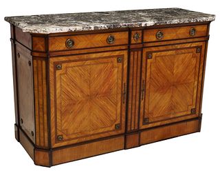 FRENCH LOUIS XVI STYLE MARBLE-TOP INLAID SIDEBOARD