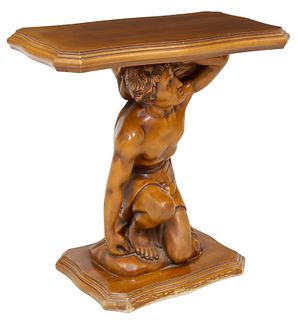 ITALIAN FIGURAL CARVED CONSOLE TABLE
