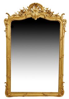 FRENCH LOUIS XV STYLE GILTWOOD WALL MIRROR, 77.25"