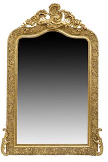 FRENCH LOUIS XV STYLE GILTWOOD WALL MIRROR