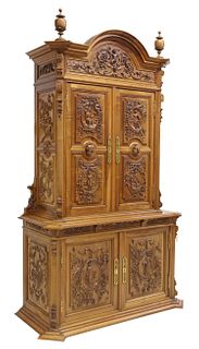 FINE FRENCH NEOCLASSICAL CARVED WALNUT CABINET