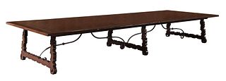 MONUMENTAL BAROQUE STYLE DINING TABLE, 198"L
