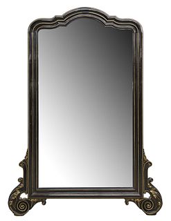 FRENCH PARCEL GILT & BLACK PAINTED MIRROR 81"x60"