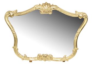 LOUIS XV STYLE GILTWOOD CARTOUCHE-SHAPED MIRROR