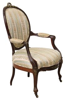 VICTORIAN UPHOLSTERED PARLOR ARMCHAIR