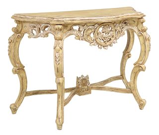 LOUIS XV STYLE DISTRESSED PAINTED CONSOLE TABLE