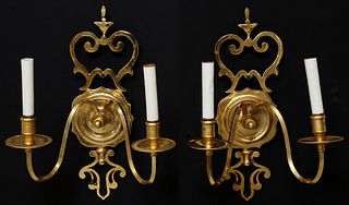 (2) ITALIAN NEOCLASSICAL BRASS TWO-LIGHT SCONCES