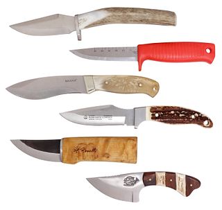 (6) FIXED BLADE KNIVES ROSELLI, SILVER STAG, MORE