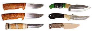 (6) FIXED BLADE KNIVES HELLE, TOPS, MORE