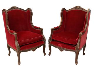 (2) FRENCH LOUIS XV STYLE WINGBACK BERGERES