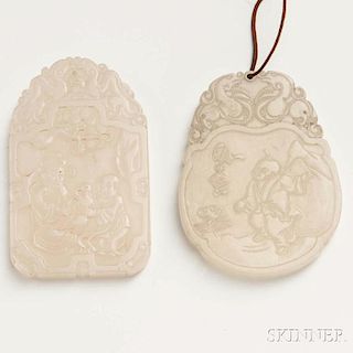 Two Jade Pendant Plaques 玉牌兩塊