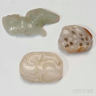 Three Carved Jade Pendants 玉飾三件