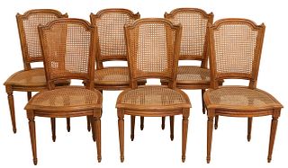 (6) FRENCH LOUIS XVI STYLE CANE DINING CHAIRS