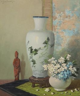 A.D. GREER (D.1998) STILL LIFE WITH CHINESE VASE
