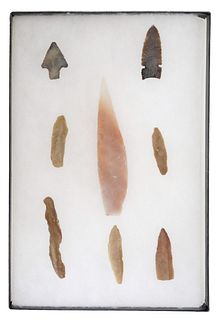 (8) STONE TOOLS, SPEAR POINTS & ARROWHEADS