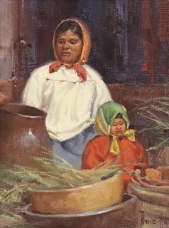GARY NIBLETT (B.1943) 'TARAHUMARA WOMAN & CHILD'