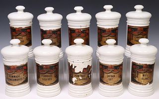 (10) FRENCH PORCELAIN APOTHECARY/ PHARMACY JARS