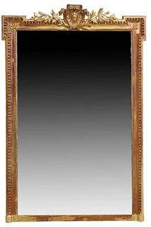FRENCH LOUIS XVI STYLE GILT PAINTED MIRROR