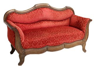 FRENCH LOUIS XV STYLE UPHOLSTERED WALNUT SOFA