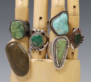 (6) NATIVE AMERICAN & SOUTHWEST STYLE SILVER RINGS