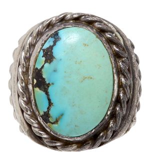 NATIVE AMERICAN NAVAJO STERLING & TURQUOISE RING