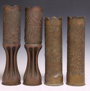 (4) FRENCH WWI-ERA TRENCH ART ARTILLERY VASES