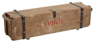 INDUSTRIAL IRON-STRAPPED PINE TOOL CRATE