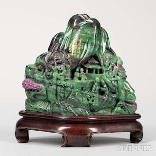 Hardstone Carving of a Mountain 玉山擺件