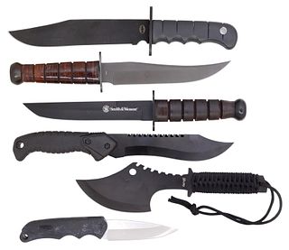 (6) FIXED BLADE KNIVES S&W, BUCK, REAPR, MORE