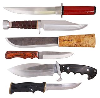 (6) FIXED BLADE KNIVES FURY, HIBBEN, SANDVIK, MORE