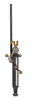 LARGE FRENCH FORGED IRON & BRASS TRAMMEL, 62"L