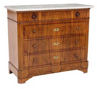 LOUIS PHILIPPE MARBLE-TOP WALNUT COMMODE