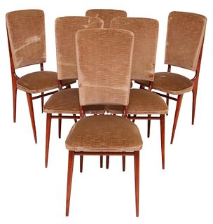 (6) MID-CENTURY MODERN UPHOLSTERED DINING CHAIRS