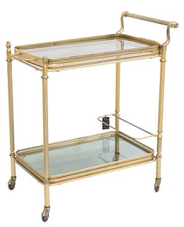 FRENCH GILT METAL TWO-TIER SERVICE CART