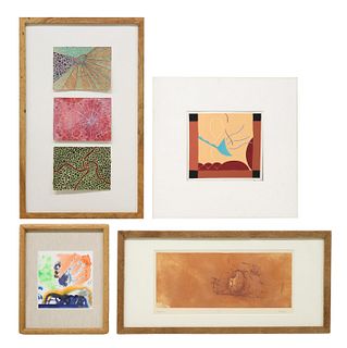 (4) CONTEMPORARY FRAMED PAINTINGS & ETCHING