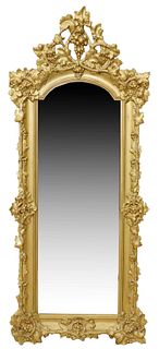 FRENCH GILT PAINTED GRAPEVINE MIRROR, 78" X 33"