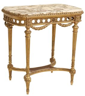 FRENCH LOUIS XVI STYLE MARBLE-TOP SALON TABLE