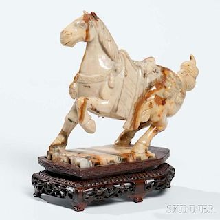 Picture Jasper Carving of a Horse 碧玉石雕奔馬