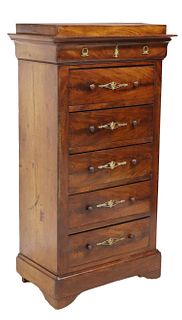FRENCH MAHOGANY TALL CHEST OF DRAWERS, 19TH C.