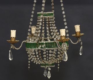 FRENCH EMPIRE STYLE BEADED CRYSTAL 4-LT CHANDELIER